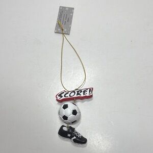 Hobby Lobby Soccer Ornament with Black and White Design